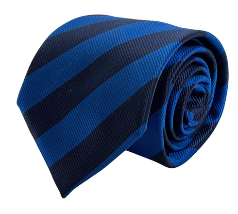 Royal blue and dark blue navy barber striped classic tie